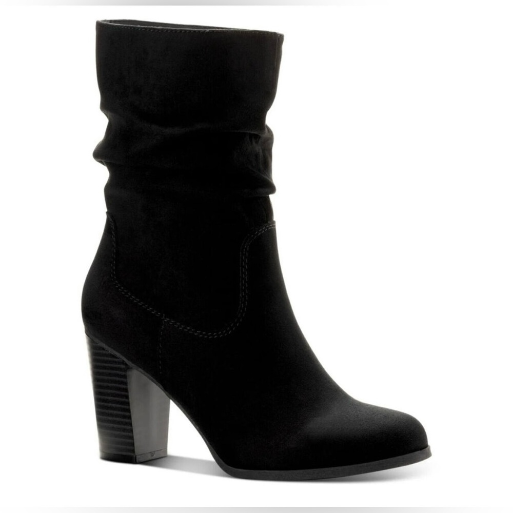 NIB Style & Co. Womens Saraa Slouchy Faux Suede Mid-Calf Boots in Black / Size 8